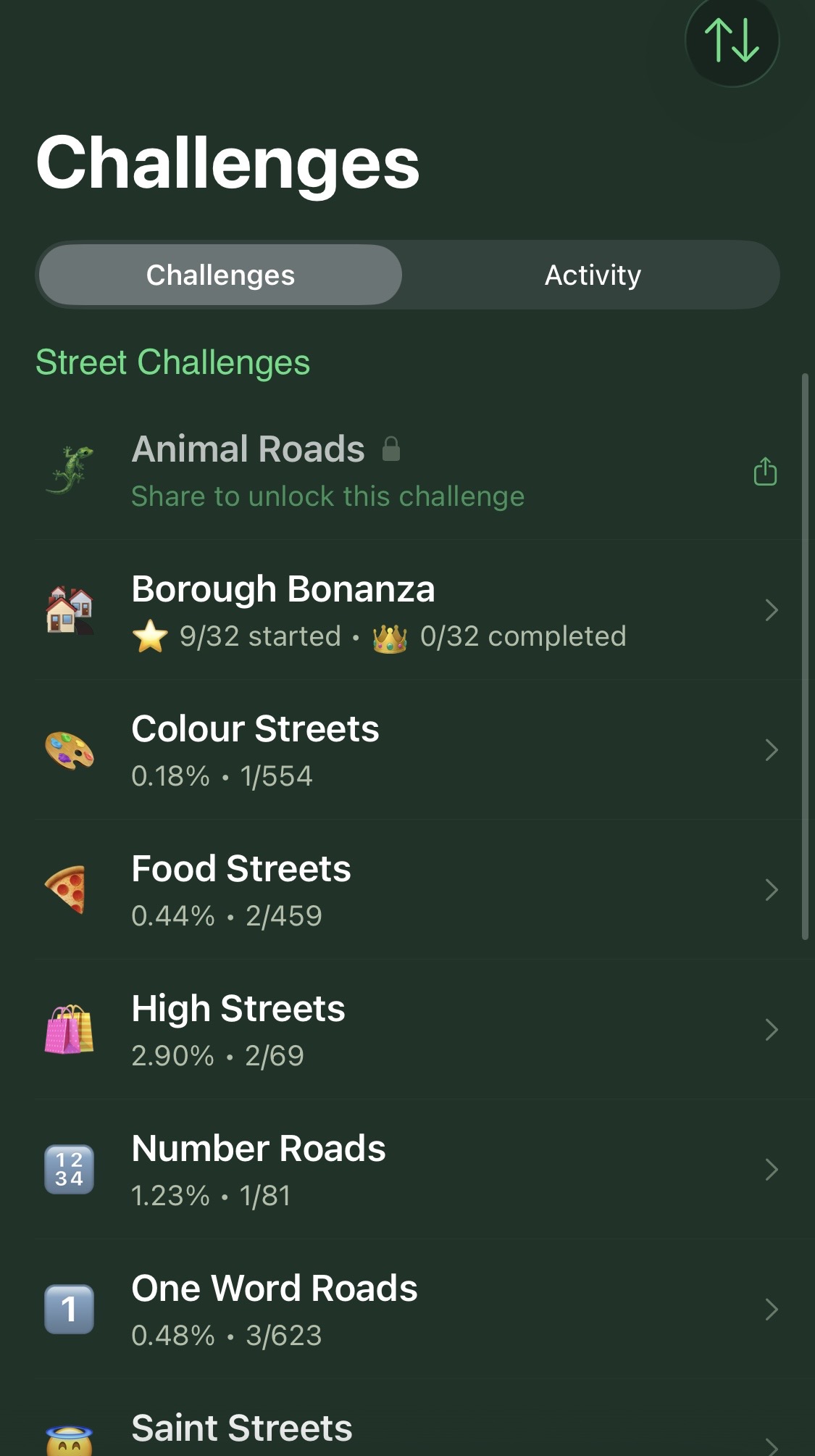 Themed walking challenges